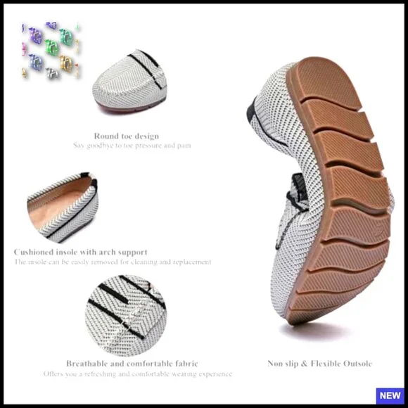 Knit Loafers Slip On Walking Shoes Comfortable Dressy Casual Work Flats - Picture 5 of 7